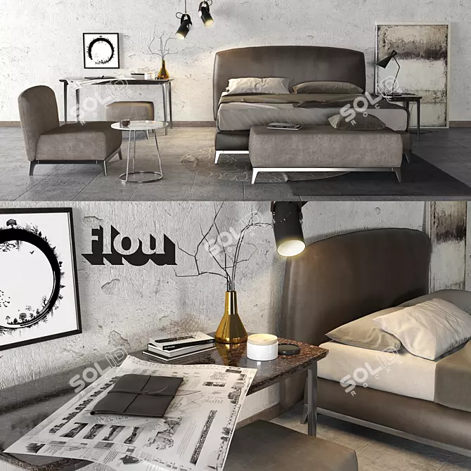Contemporary Flou Furniture Set 3D model image 1