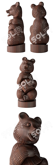 Handcrafted Wood Carving: DS-3 Bear (73cm) 3D model image 2