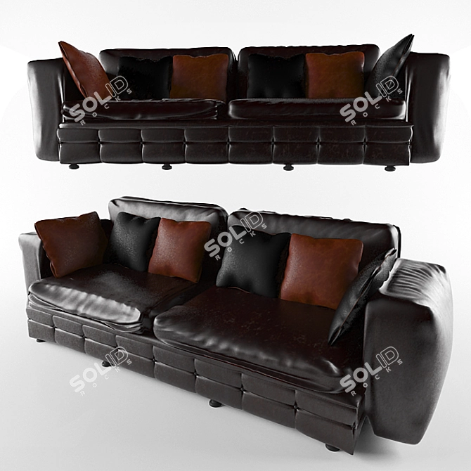 Luxury Leather Seat: Office & Living Room Sofa 3D model image 1