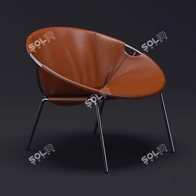 Sleek Leather Sling Chair 3D model image 1