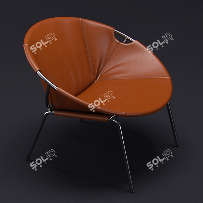 Sleek Leather Sling Chair 3D model image 2