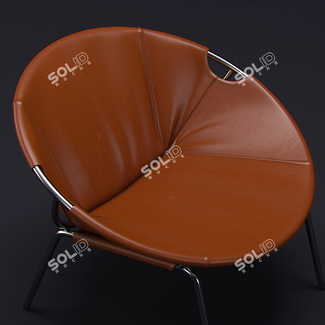 Sleek Leather Sling Chair 3D model image 3