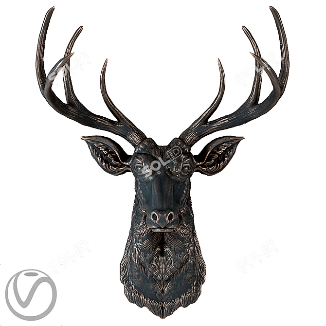 Majestic Deer Head Sculpture 3D model image 1