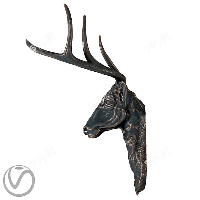  Majestic Deer Head Sculpture 3D model image 3
