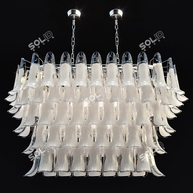 Venetian Glass Chandelier with Chrome Finish 3D model image 1