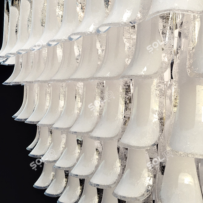 Venetian Glass Chandelier with Chrome Finish 3D model image 2