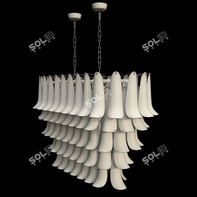 Venetian Glass Chandelier with Chrome Finish 3D model image 3