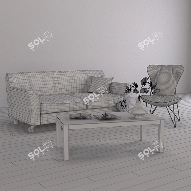 Modern Sofa and Armchair Set 3D model image 2