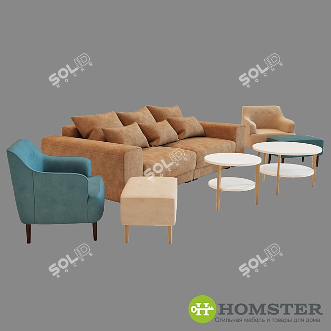 Elegant HOMSTER Furniture Set 3D model image 1