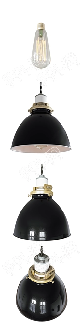 Industrial Black Enamel Lenox Lamp 3D model image 2
