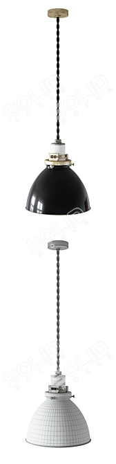 Industrial Black Enamel Lenox Lamp 3D model image 3
