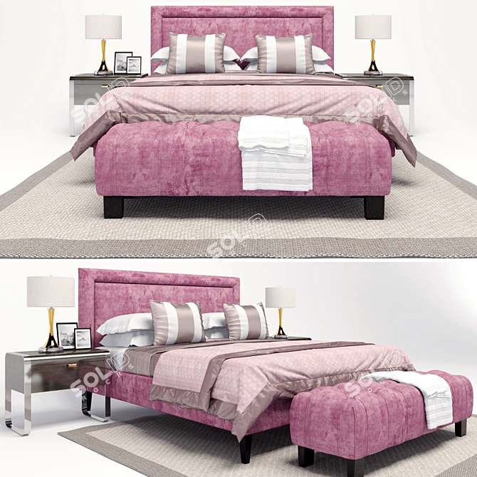 Sleek Dream Bed 3D model image 1