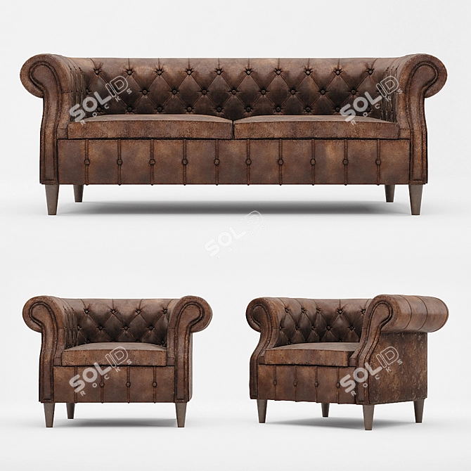 Chic "Chelsea" DLS Armchair & Sofa 3D model image 1