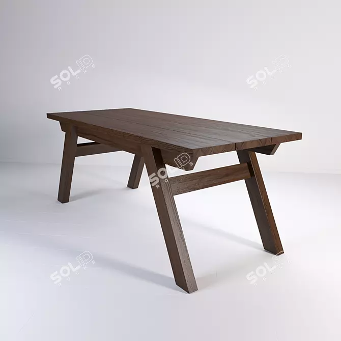 Stylish Solid Wood Dining Table 3D model image 1