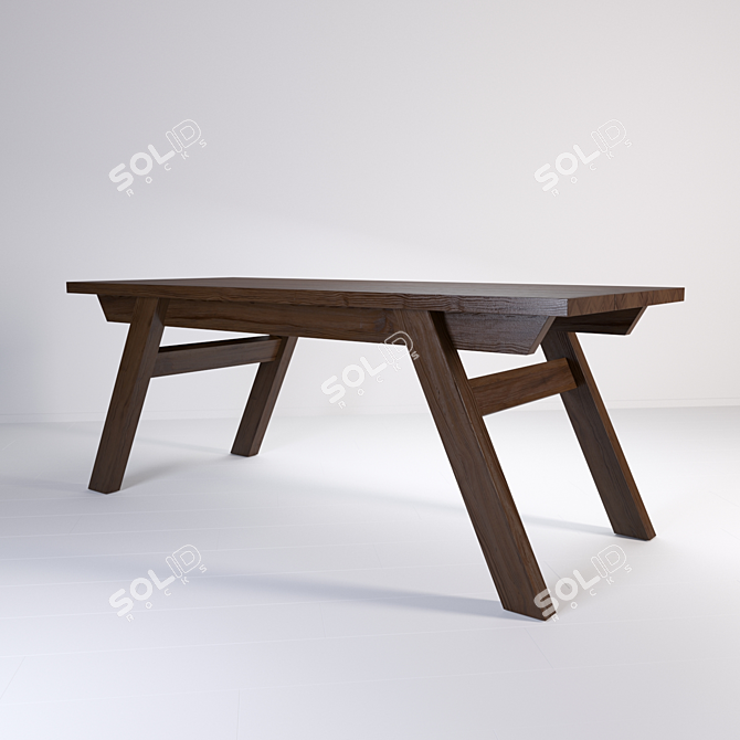 Stylish Solid Wood Dining Table 3D model image 2