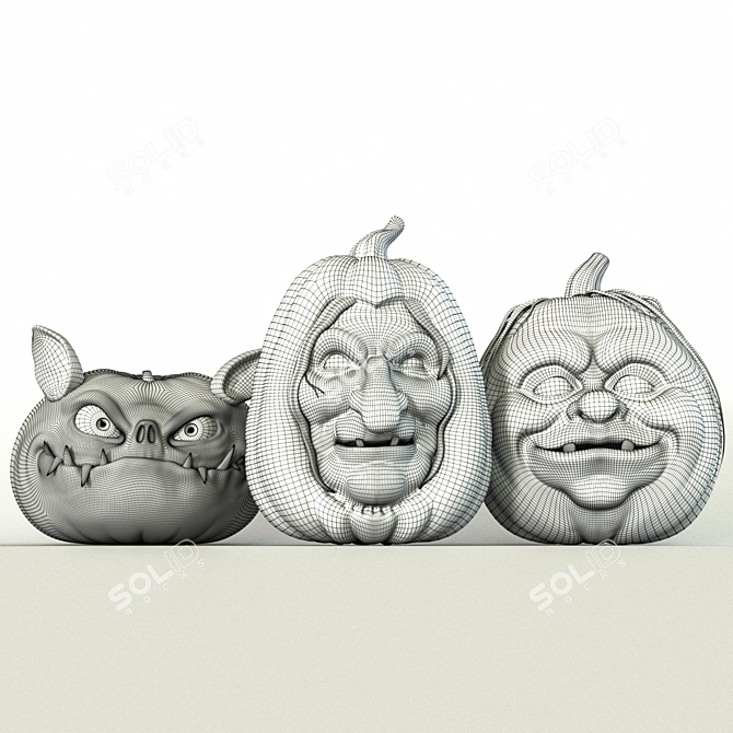 Spooky Carved Halloween Pumpkins 3D model image 3