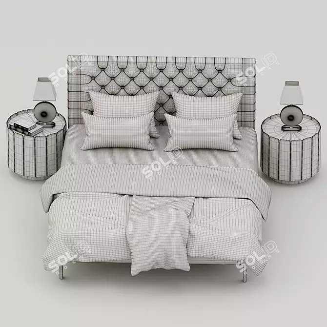 Sleek Modern Bed 3D model image 2