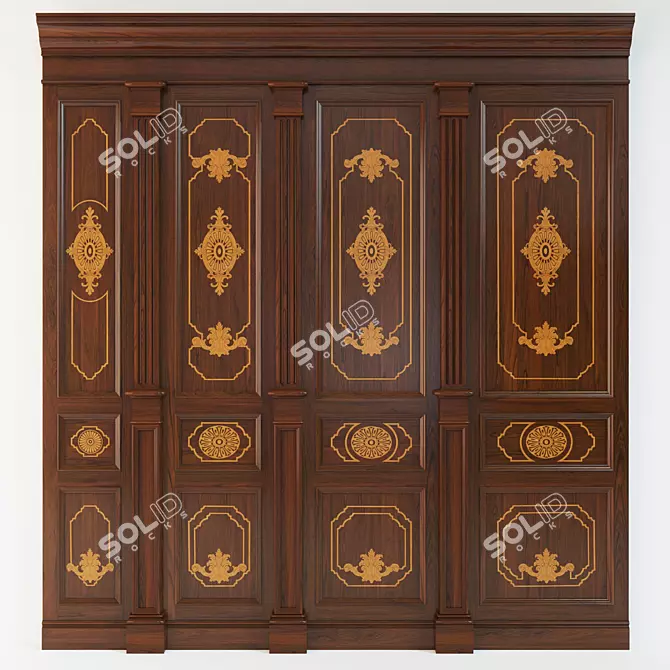 Wooden Panel Set 3D model image 1