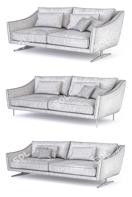 Sleek Skid Dining Table 3D model image 3