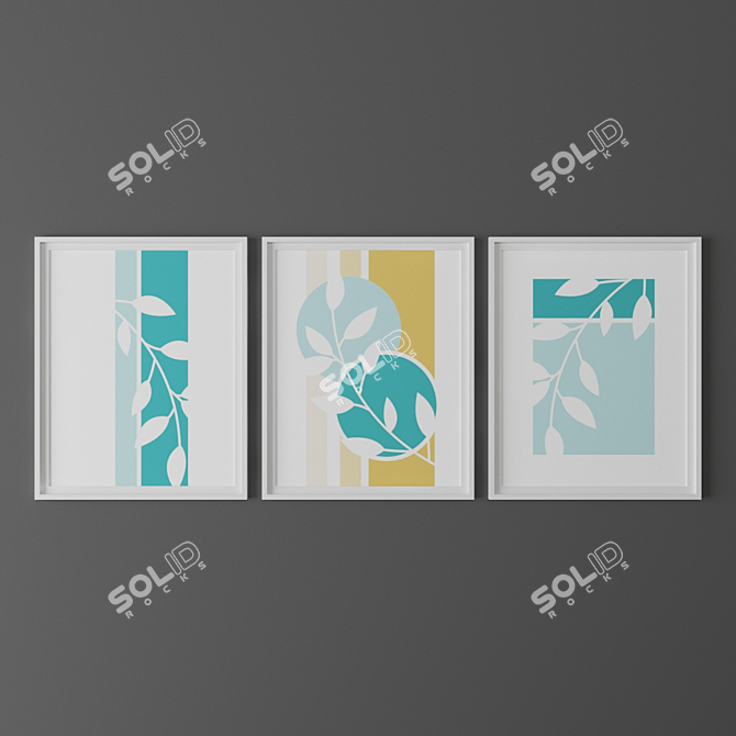 Modern Plant Wall Art Set 3D model image 2