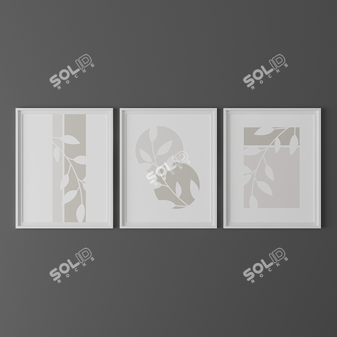 Modern Plant Wall Art Set 3D model image 3