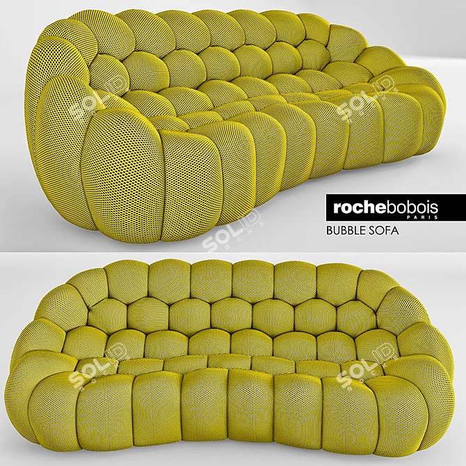 Bubble 3-Seater Sofa: Innovative Design & Luxury Comfort 3D model image 1