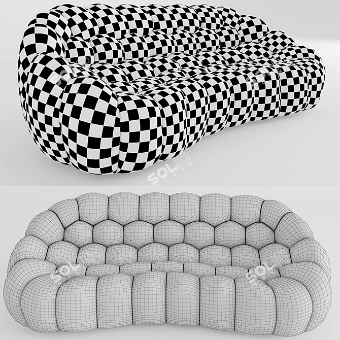 Bubble 3-Seater Sofa: Innovative Design & Luxury Comfort 3D model image 3