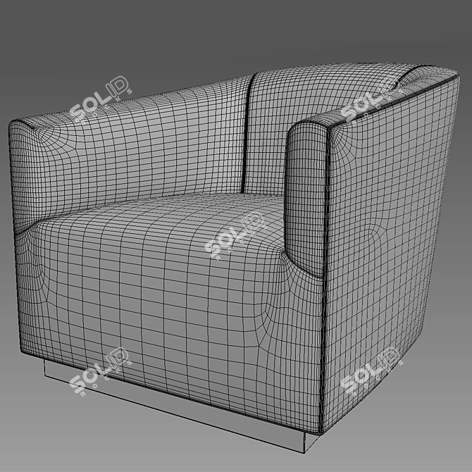 1950S Italian Shelter Arm Leather Chair 3D model image 3