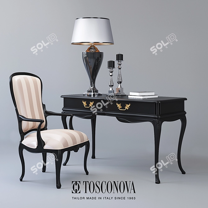 Elegant Tosconova Canova Desk + Chair Set 3D model image 1