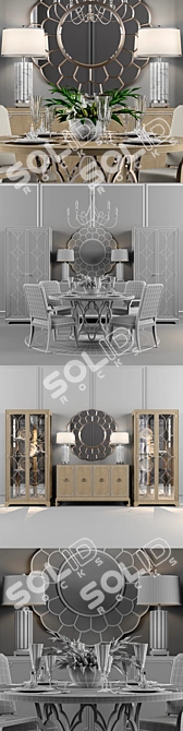 Savoy Place Luxury Dining Set 3D model image 3