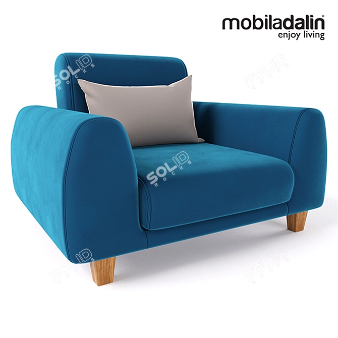 Stylish Amsterdam Armchair 3D model image 1