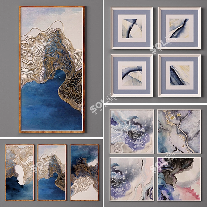 Modern Art Painting Set 3D model image 1