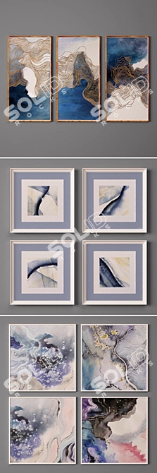 Modern Art Painting Set 3D model image 2