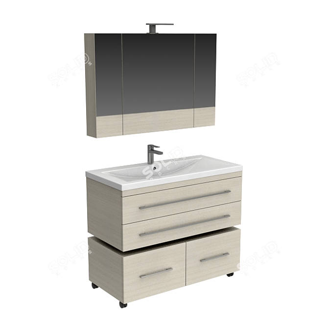 Aquanet Note 100 - Modern Hanging Bathroom Set 3D model image 1