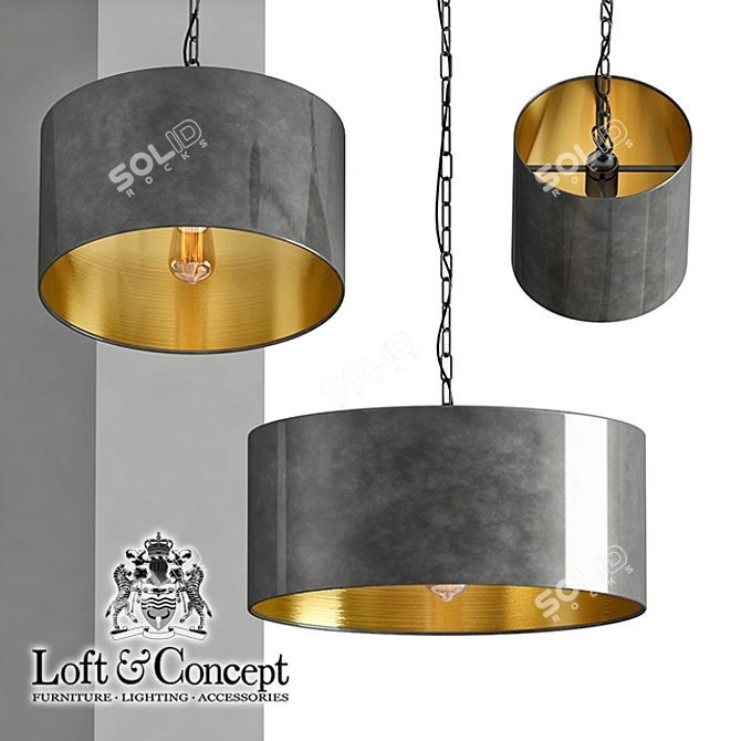 Vintage Metal Drum Pendant Lamp 3D model image 1