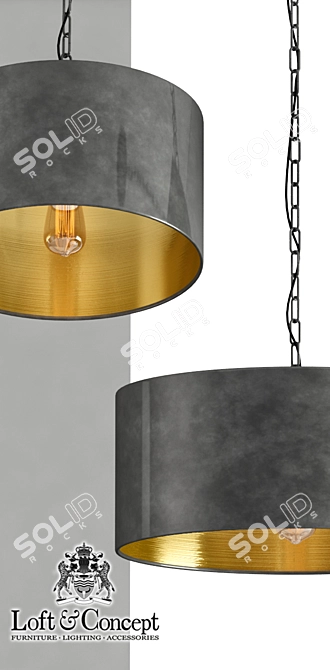 Vintage Metal Drum Pendant Lamp 3D model image 2