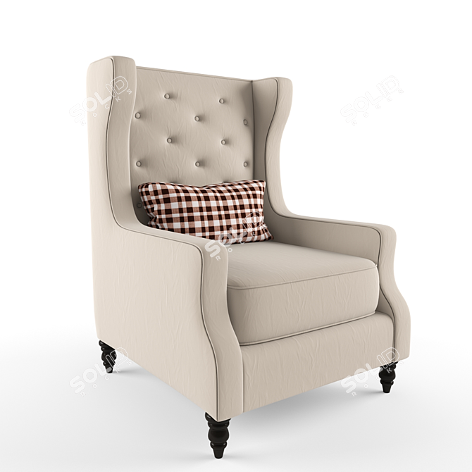 Cozy Red Stripe Accent Chair 3D model image 2