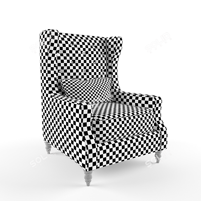 Cozy Red Stripe Accent Chair 3D model image 3