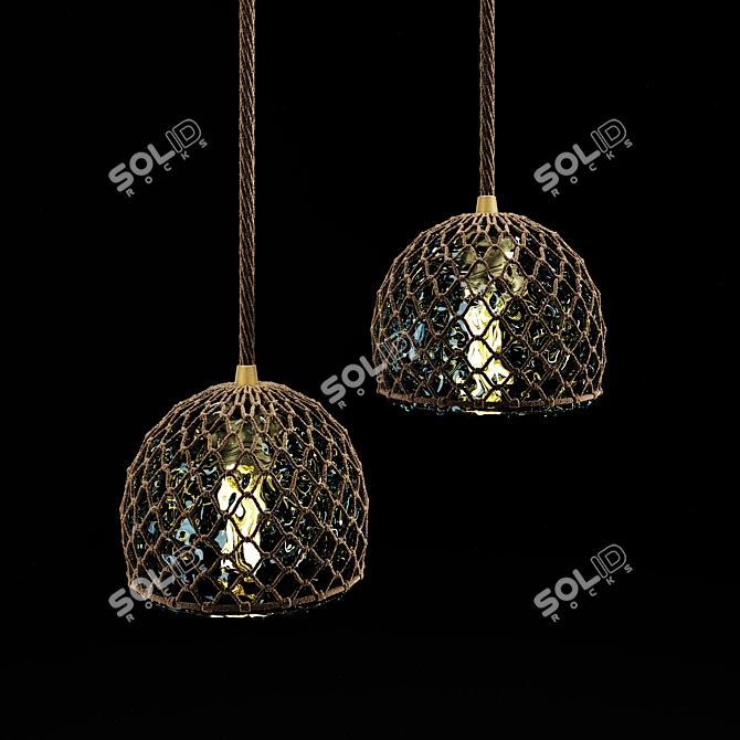 Blue Glow Glass Pendant Light 3D model image 1