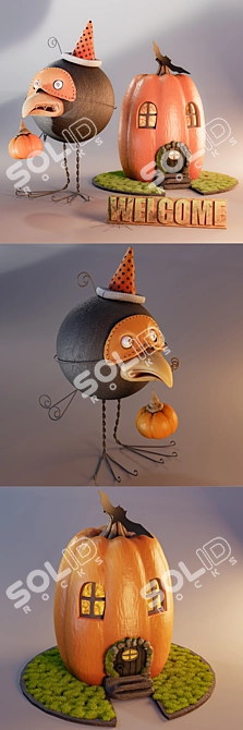 Spooky Halloween Decor Set 3D model image 2