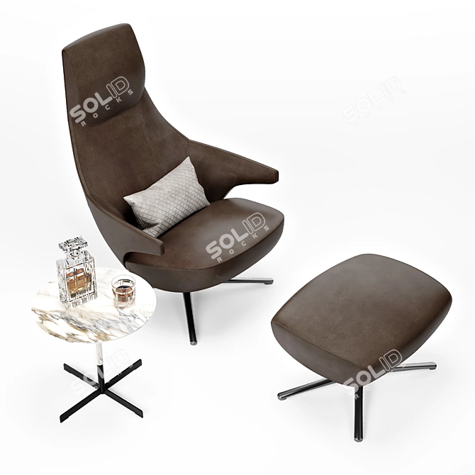 Sculptural Organic Lounge Chair - Poltrona Frau Jay 3D model image 2