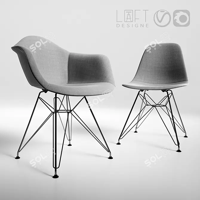 LOFTdesigne Eames Chairs Replica - Model 3565 & 3566 3D model image 1