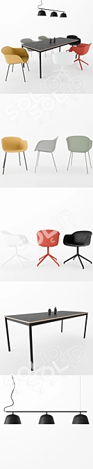 Sleek Fiber Armchair, Ambit Rail, Base Table 3D model image 2