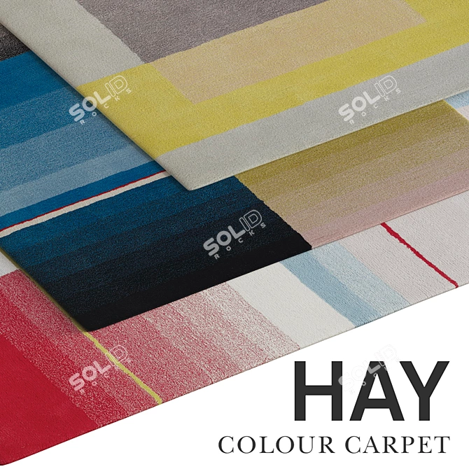 Hay Color Carpet: Vibrant Wool Rugs 3D model image 2