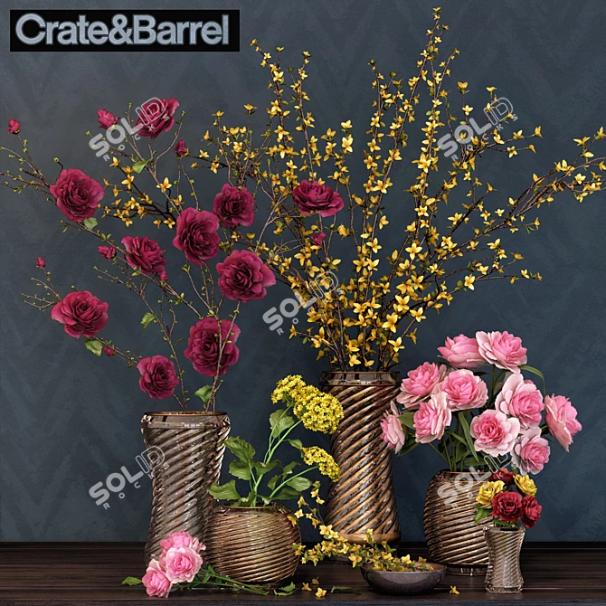 Elegant Bloom: Crate & Barrel Flower Set 3D model image 1