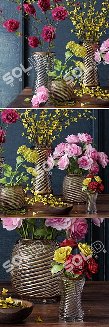 Elegant Bloom: Crate & Barrel Flower Set 3D model image 2