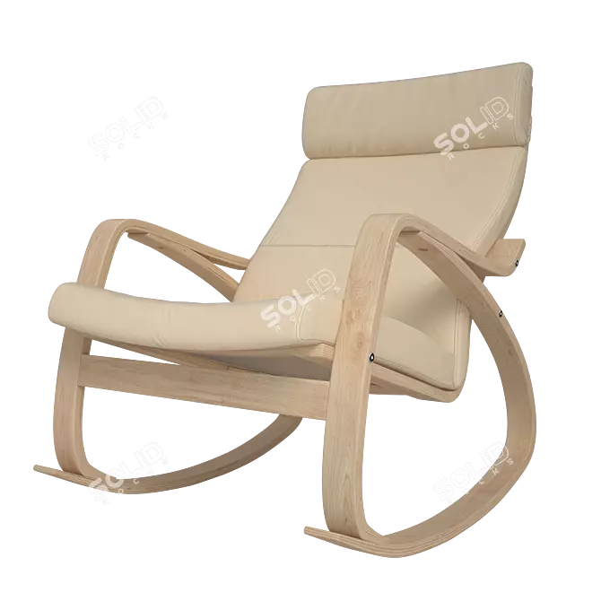 Elegant Rocking Chair in Light Beige 3D model image 1