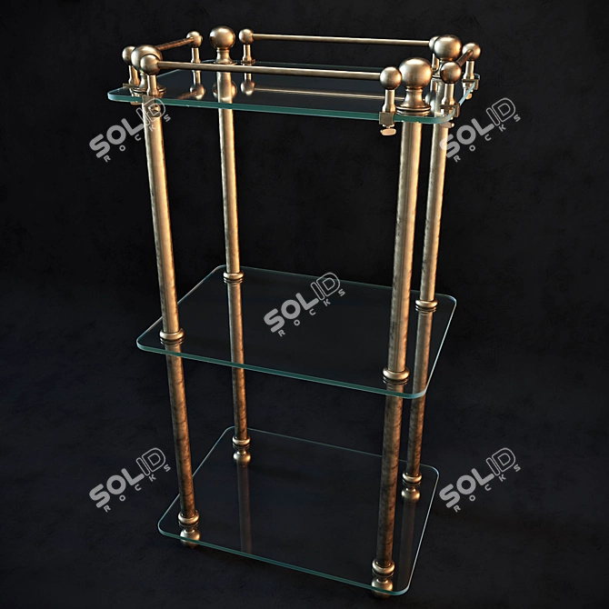 Vintage Brass Bathroom Rack - Eichholtz Devon 3D model image 1