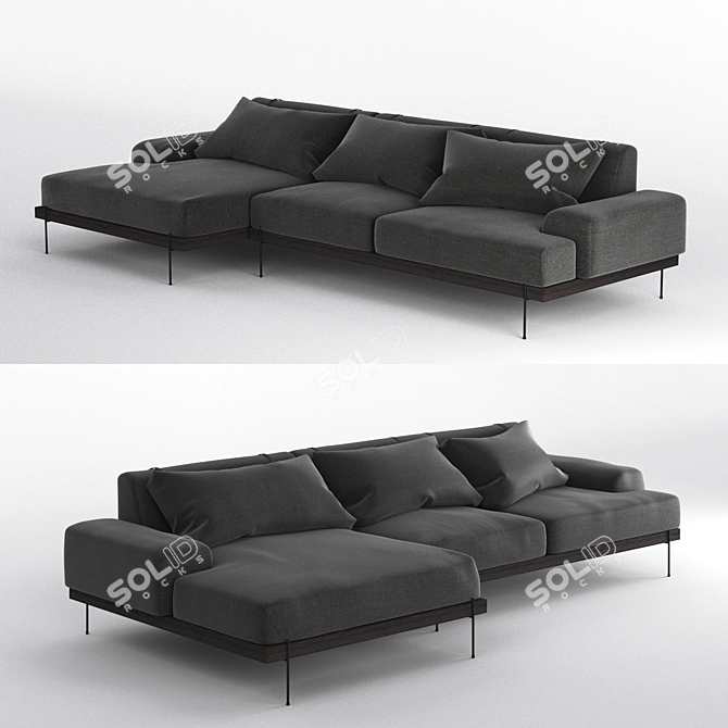 Rivera Sectional Sofa: Stylish, Comfortable, and Spacious 3D model image 1