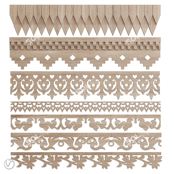 Elegance in Carved Design: Platband Set 3D model image 1